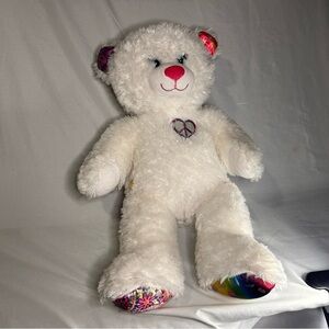 Build-A-Bear White Plush with Rainbow Accents